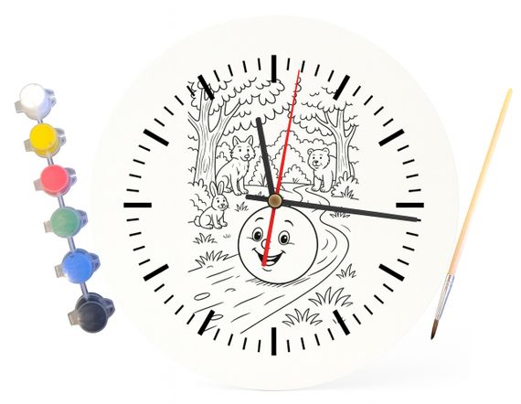 Детский набор для творчества часы-раскраска Колобок (по мотивам народной сказки) 30 см (Г0021) | Зображення 3