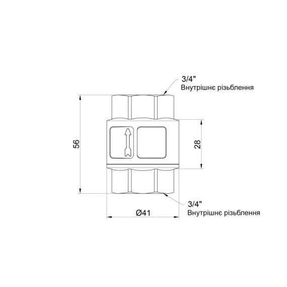 Зворотний клапан Thermo Alliance Standart з латунним штоком 3/4" ВВ посилений TAS246W20 | Зображення 1