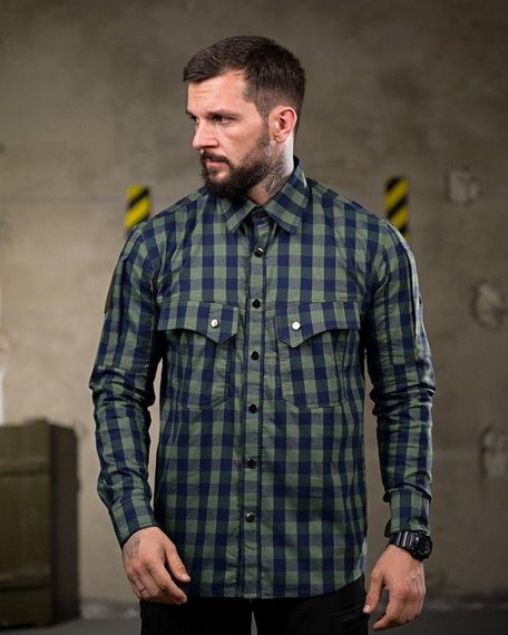 Літня тактична сорочка клітинка  клітинка олива ПП4759 | Зображення 1