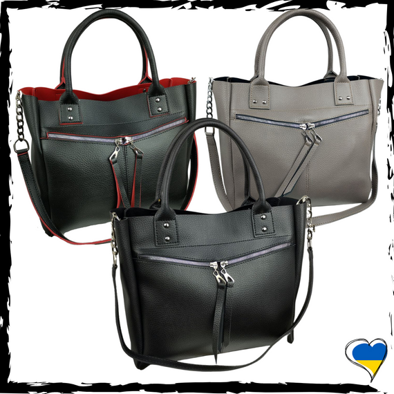 Женская сумка с экокожи. Качественная, вместительная. Сумка черная, бежевая