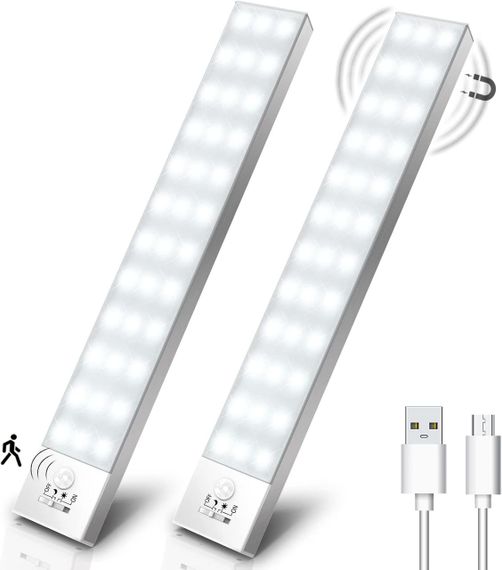 Светильник OUILA с датчиком движения 23см, LED USB, 3 режима, диммируемый, для шкафа, кухни, коридора 2 шт