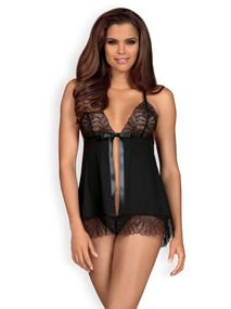 Бебідол Obsessive Chiccanta babydoll & thong black L/XL