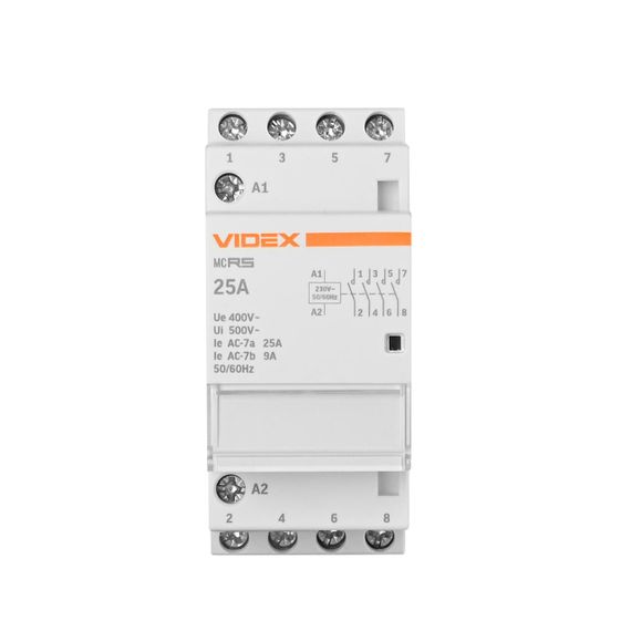 Модульний контактор 4п 25А 4НВ VF-RS-MC4O-25 VIDEX RESIST | Зображення 1