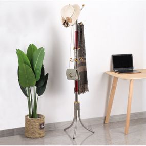 Металлическая напольная стойка-вешалка для одежды Coat Rack тренога 16 крючков
