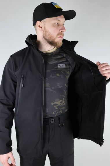Костюм тактический ULTIMATUM Scout soft shells Черный, Мужская утепленная армейская полевая форма софтшелл | Зображення 1