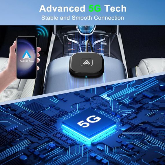 Бездротовий адаптер для штатного Android Auto для Android 11 12 13 14, перетворення провідного з Bluetooth Wi-Fi USB | Зображення 6