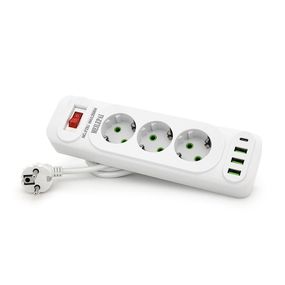 Мережевий фільтр Meilepai F23U, 3 розетки EU+3 USB+PD