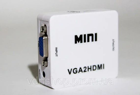 Перехідник VGA на HDMI конвертер для ПК, ноутбука, відео реєстратора адаптер перетворювач з аудіо та зовнішнім живленням HDMI - | Зображення 1