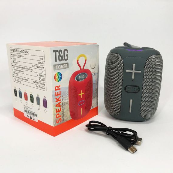 Портативная Bluetooth колонка TG658 8W с RGB подсветкой. TS-923 Цвет: серый | Зображення 5