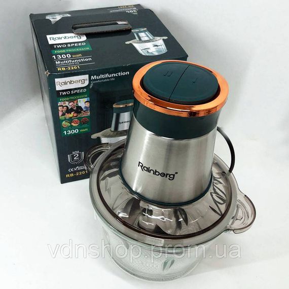 Блендер с защитой от разбрызгивания Rainberg RB-2201 1300 Вт, Кухонный блендер комбайн с чашей JY-10 | Зображення 5