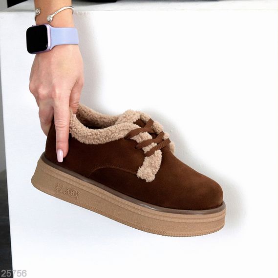 Теплі черевики автоледі натуральна замша колір Шоколад 37