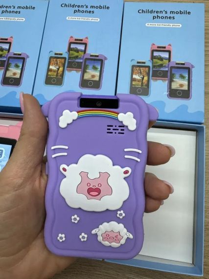 Фиолетовый Телефон Интерактивный Смартфон с сенсорным экраном Детская игрушка с играми камерой приложениями