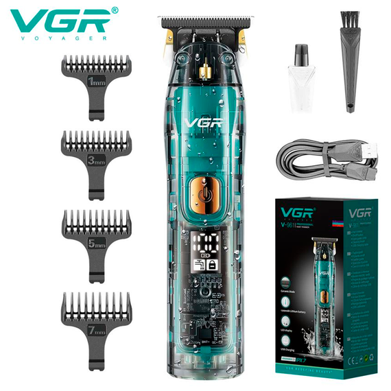 Триммер аккумуляторный Professional VGR V-961, 4 насадки, LED дисплей