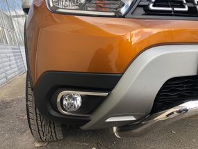 Накладки на противотуманки (2 шт., нерж) OmsaLine - Італійська нержавійка для Renault Duster 2018-2024 рр