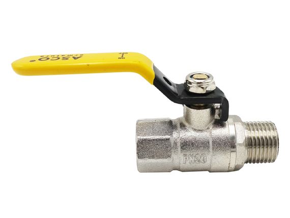 Кран кульовий нікель для газу Nickel PRO 1/2" ЗВ PN20 жовтий ручка  ASCO 1/24 | Зображення 3