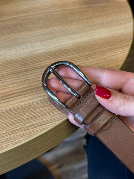 Шкіряний жіночий ремінь в коричневому кольорі 6081 | Зображення 1