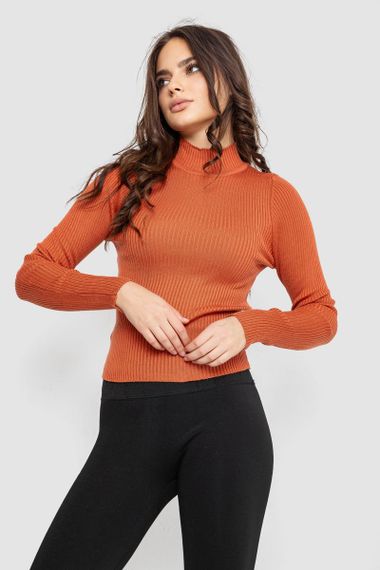 Водолазка жіноча в рубчик, колір теракотовий, 214R91306 | Зображення 2