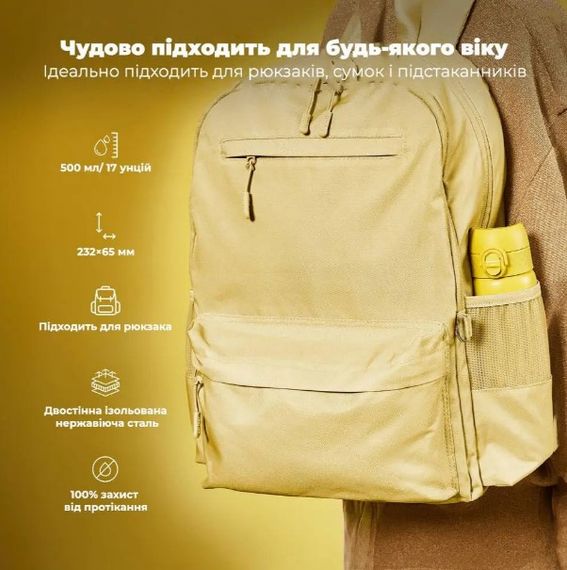 Пляшка для води металева вакуумна ION8 500 мл Vacuum Insulated Yellow (I8TS500YEL) | Зображення 2