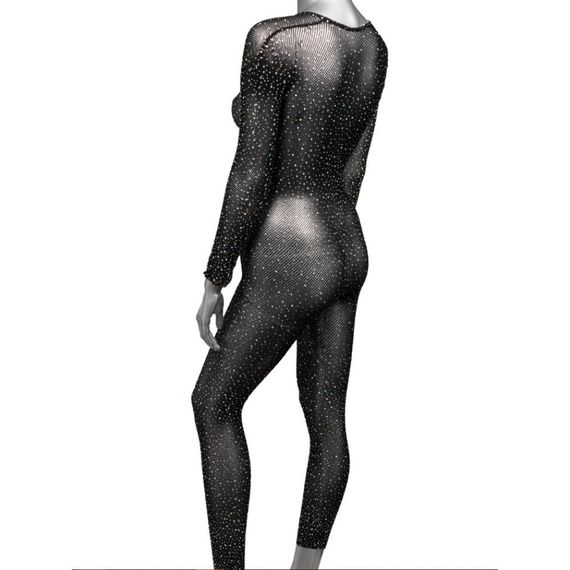 Комбинезон в сетку CalExotics с открытым доступом и стразами, черный sexstyle | Зображення 3