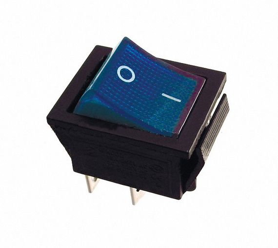 Переключатель KCD2-202N BL/B 220V 1 клавиша синяя с подсветкой Ny95500777