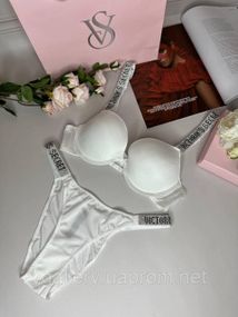 Комплект белья Виктория Сикрет | Женский комплект нижнего белья Victoria’s Secret Rhinestone со стразами M,