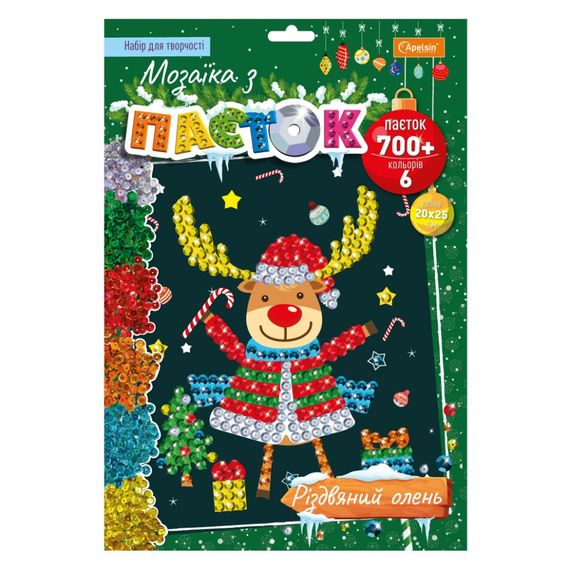 Набір для творчості мозаїка з паєток "Різдвяний олень" НТ-37-03