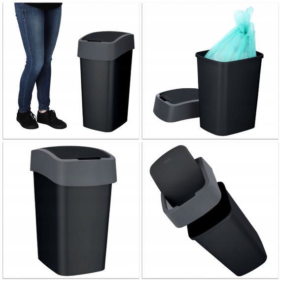 Контейнер для мусора с поворотной крышкой Curver (Курвер) Flip Bin 45 л (02172) Черный | Зображення 5