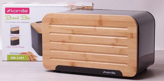 Хлібниця Kamille Breadbasket Steel&Bamboo 35х20см з нержавіючої сталі | Зображення 4