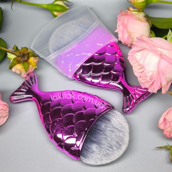 Щетка рыбка от пыли для маникюра (малиновая)