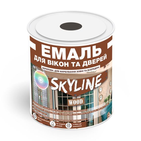 Емаль акрилова Для Вікон та Дверей SkyLine Wood Графітова RAL 7024 0.75 л