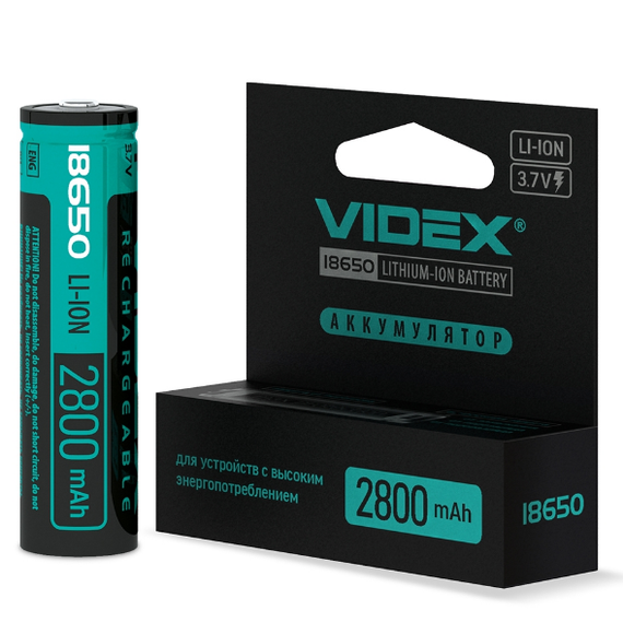 Акумулятор 18650 Li-lon 2800mAh захист (бл-1шт) Videx
