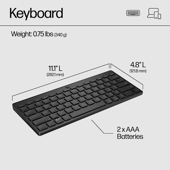 Клавіатура HP 350 Compact Multi-Device Bluetooth UA Black (692S8AA) | Зображення 7