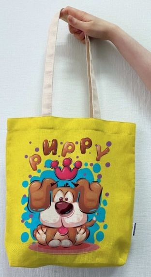 Екосумка шопер 4Profi "Цуценя" двунитка (хлопок)  жовта
