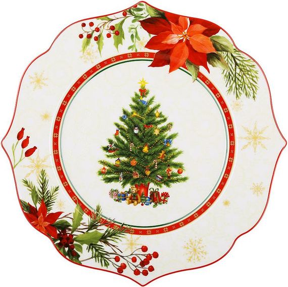 Тарілки порцелянові "Christmas Story" 2 тарілки Ø27.5см, білий з червоним