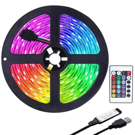 USB Стрічка світлодіодна SvC RGB PRO 5м, 30LED/метр з IR пультом керування та живленням від USB