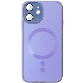 Чохол TPU+Glass Sapphire Midnight with MagSafe для Apple iPhone 12 (6.1") Бузковий / Dasheen, Загартоване скло