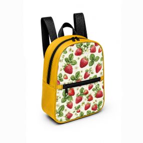 Детский мини-рюкзак желтый с принтом Клубничка для девочки 28×24×10 см мини-сумка детская (5409)