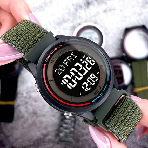 Спортивний чоловічий годинник Skmei 2412NAG Army Green Nylon | Зображення 3