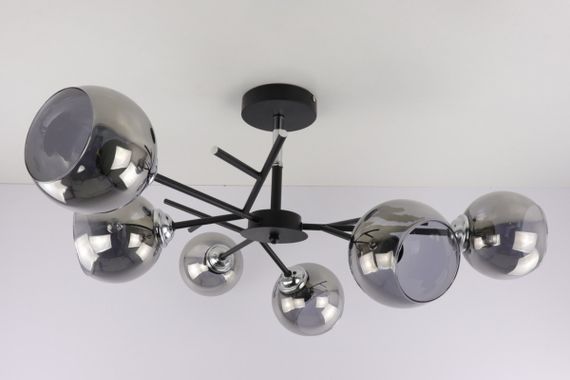 Люстра стельова на 6 лампочок 25021 Чорний 34х70х70 см. | Зображення 2