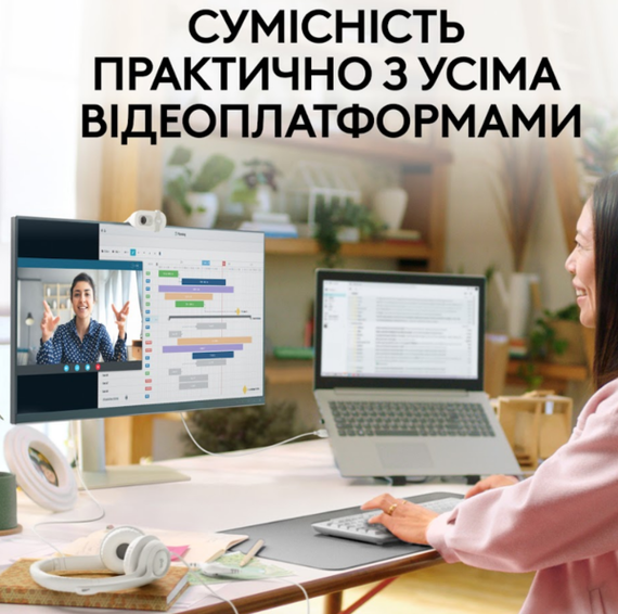 Веб-камера Logitech BRIO 100 FHD OFF-WHITE (960-001617) | Зображення 6