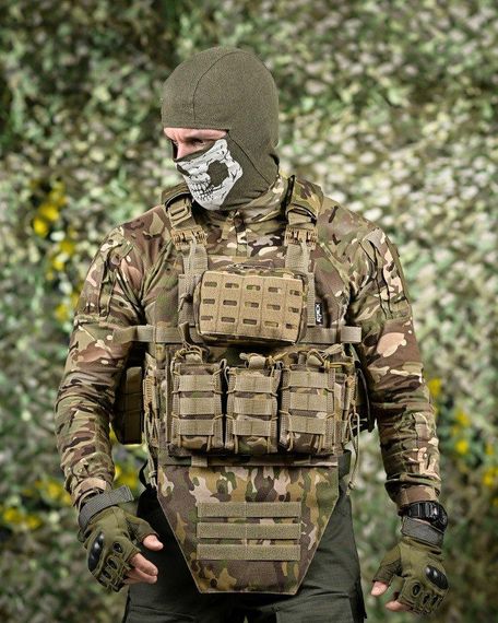 Плитоноска 4 точки сброса мультикам Attack с напашником ВТ1003 | Зображення 1