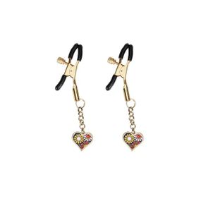 Затискачі для сосків Liebe Seele Nipple Clamps Gold Heart-shaped Flowers on Blue