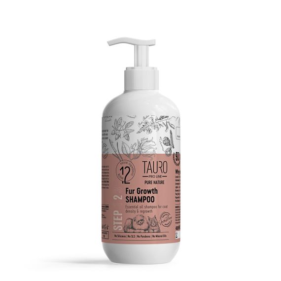 Шампунь для стимуляції росту шерсті собак та котів Tauro Pro Line Pure Nature Fur Growth, 400 мл