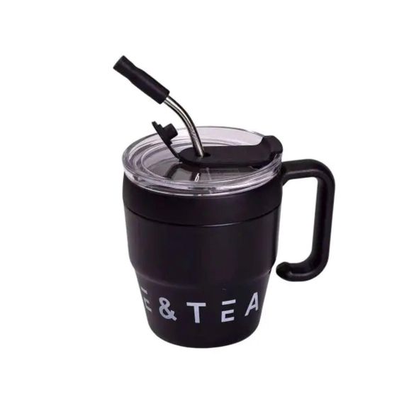 Термокружка Coffee & Tea с трубочкой черная HP-14-23B | Зображення 1