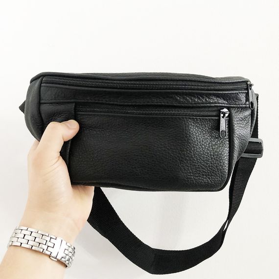 Сумка ремінь на пояс чоловіча, Чоловіча чорна сумка, Універсальна на пояс Містка бананка VF-75 | Зображення 9