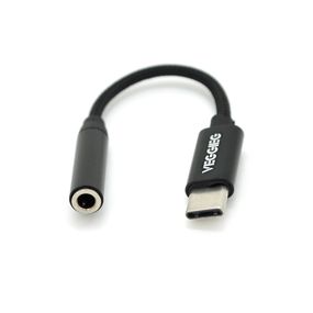 Перехідник VEGGIEG TC-201 Type-C(M) => Jack 3.5mm(F), 5см, Black, Пакет