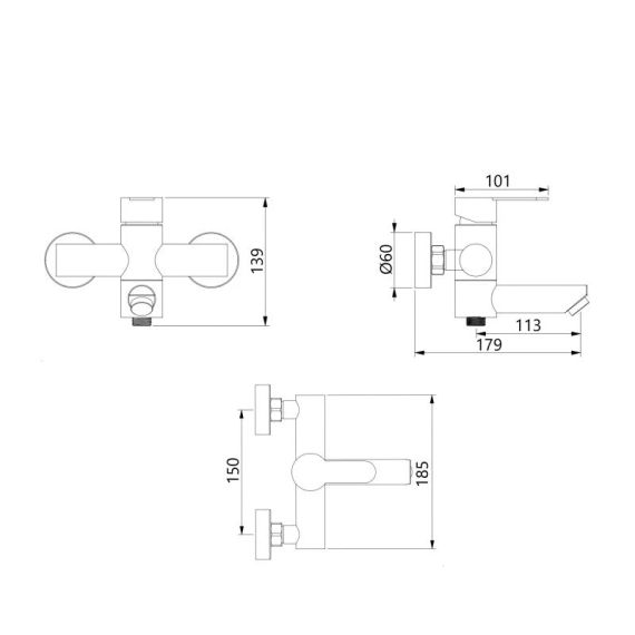 Змішувач для ванни Brinex Pure 006 з поворотним виливом (з душовим гарнітуром) Nickel BRIPUR006NKL | Зображення 1