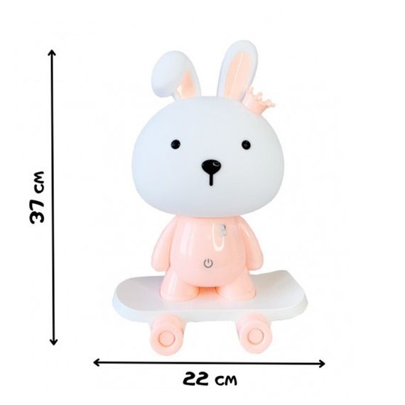 Нічник дитячий «Зайчик на скейті» MGZ-1407(Pink) живлення від USB | Зображення 1