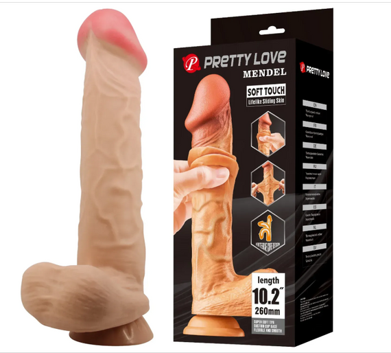 Вібратор на присоску з хребтом і ефектом ковзної шкіри BAILE — Sliding Skin 9,4" Flesh, sexstyle | Зображення 1