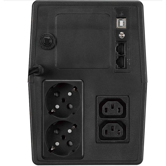 ДБЖ FSP iFP-2000, 2000ВА/1200Вт, LCD, Schuko*2+IEC*2,230V, USB, Black, 12V/9Ah*2